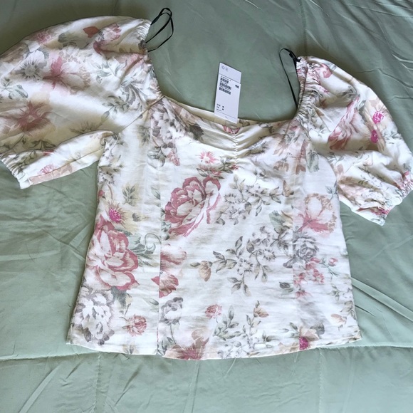 H&M off the shoulder Summer flower Top☺️🌸 - Picture 1 of 7